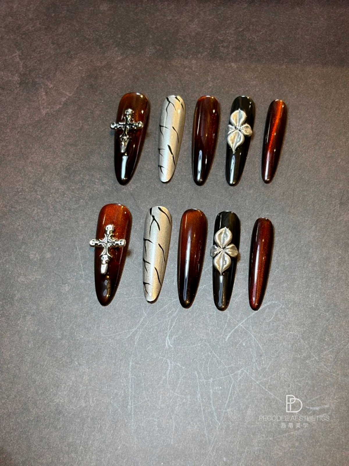 Burgundy Noir Gold press-on nails cover image