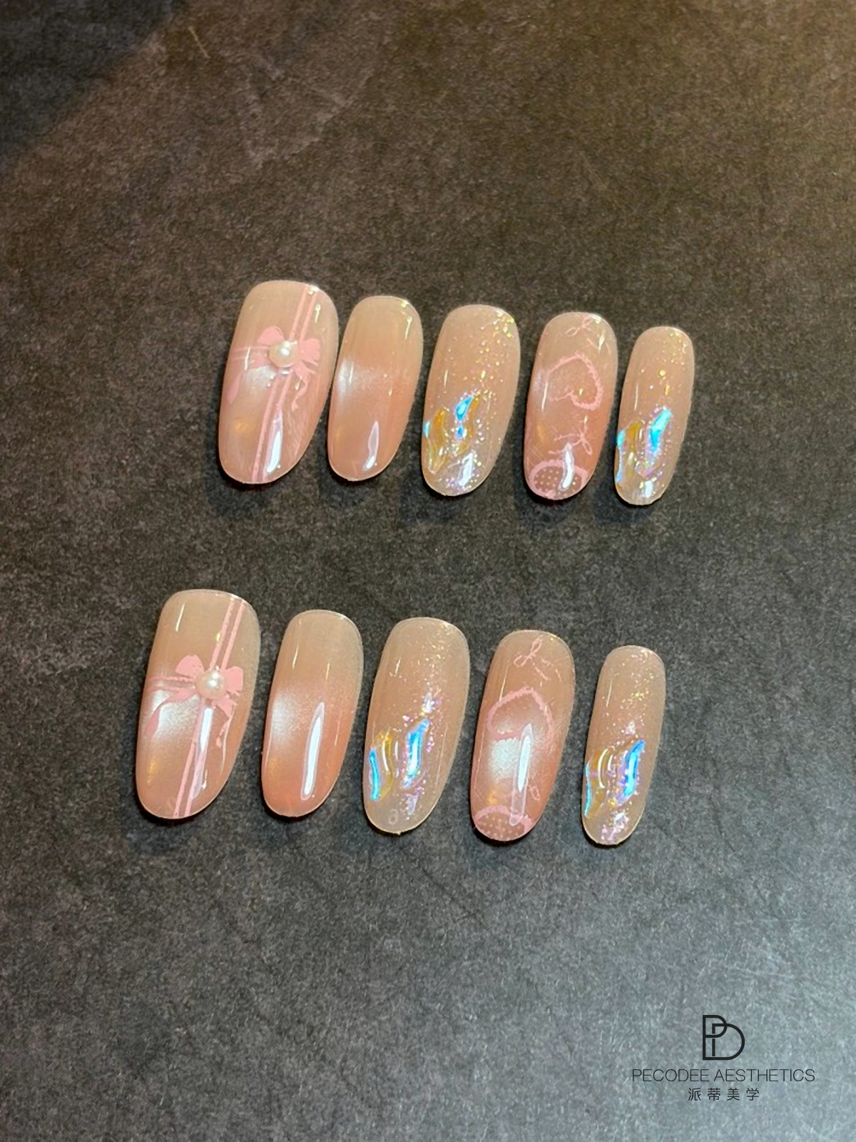 Pink Satin Letter press-on nails cover image