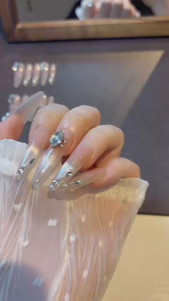 Crystal Raindrops press-on nails product video