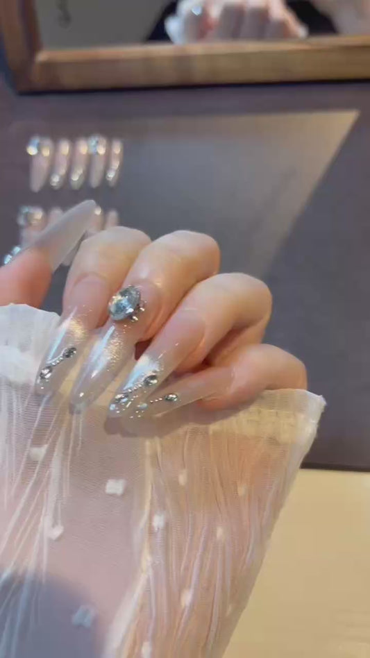 Crystal Raindrops press-on nails product video
