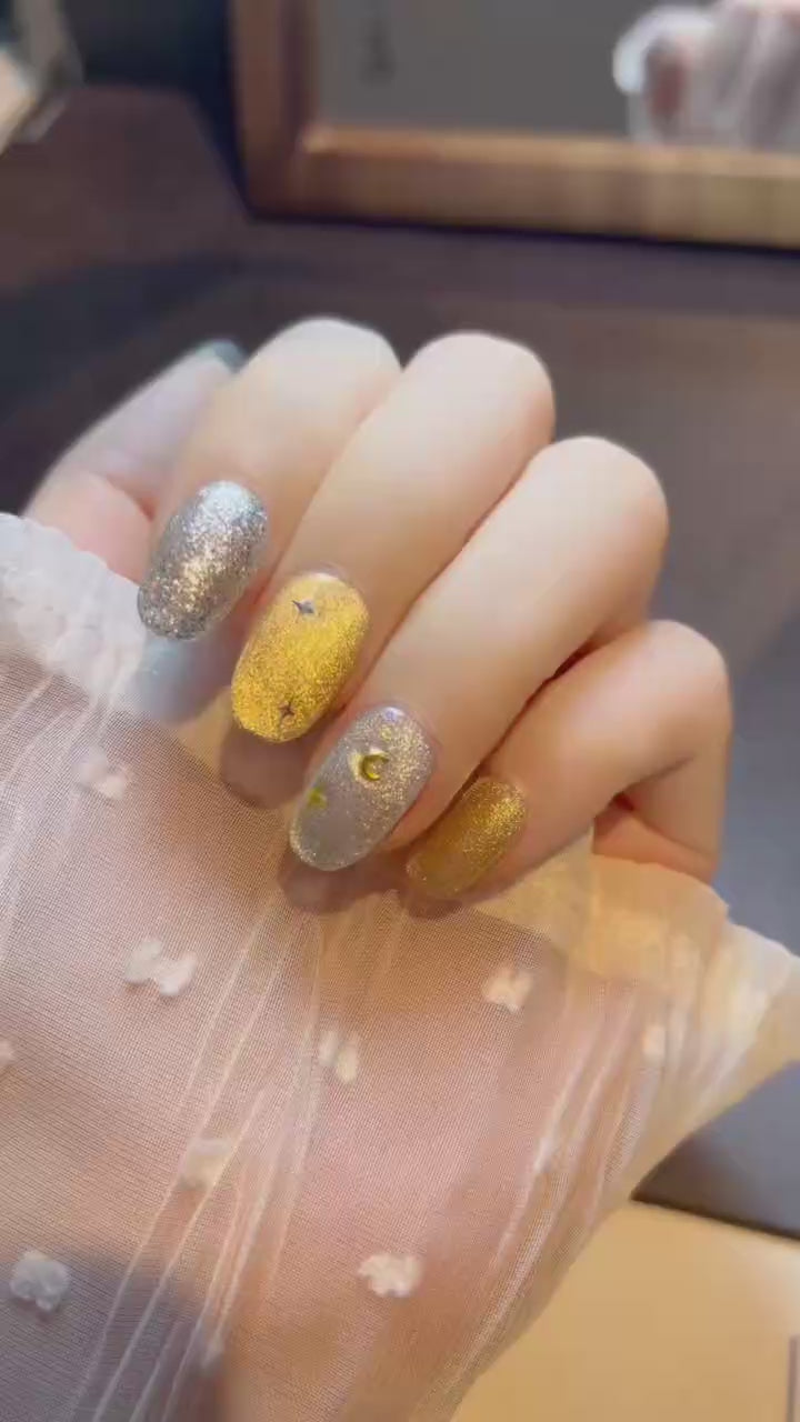 Moonlit Star Sand press-on nails product video