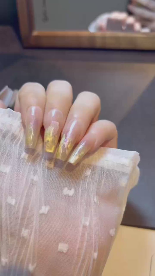 Lime Aurora Veil press-on nails product video