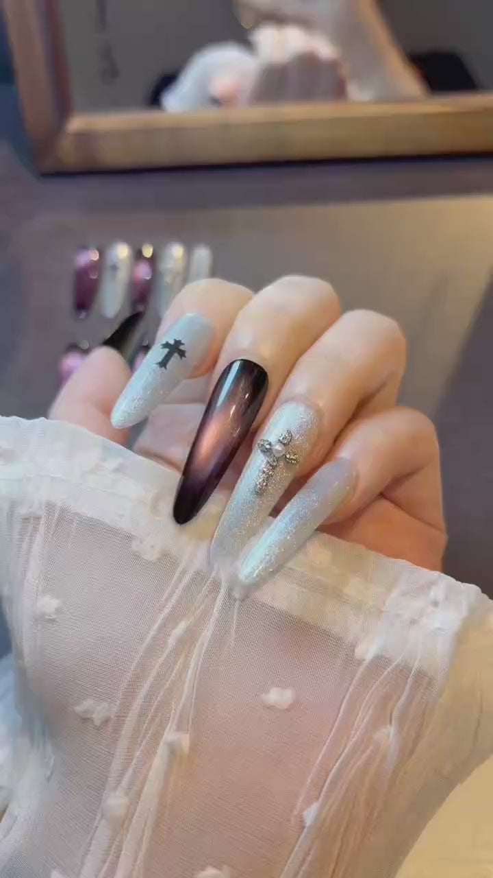 Burgundy Halo press-on nails product video