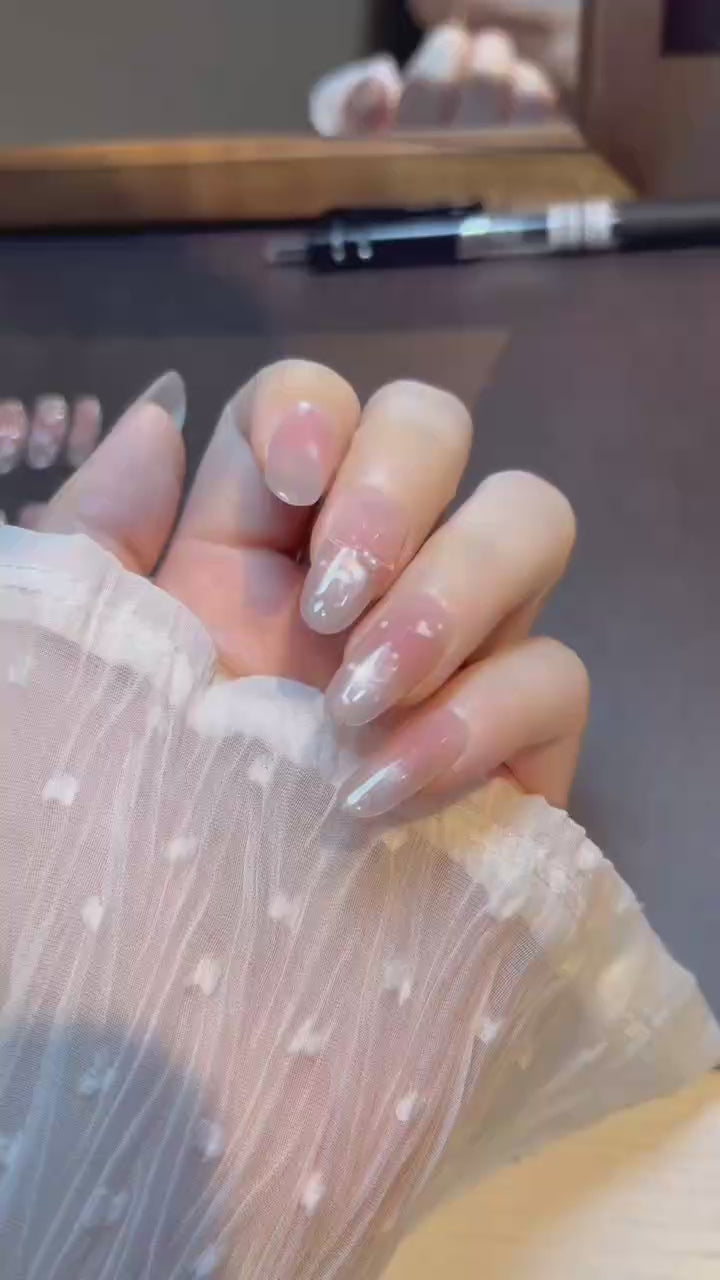 Peach Heart Notes press-on nails product video