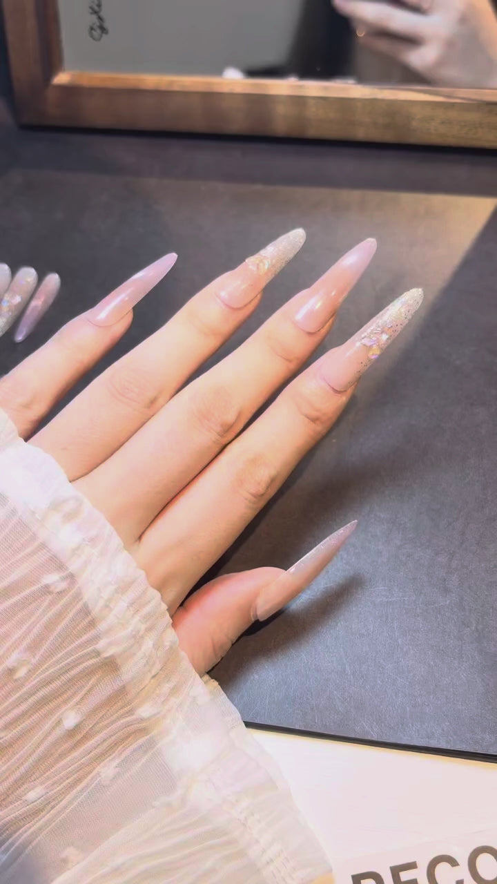 Blush Quicksand press-on nails product video