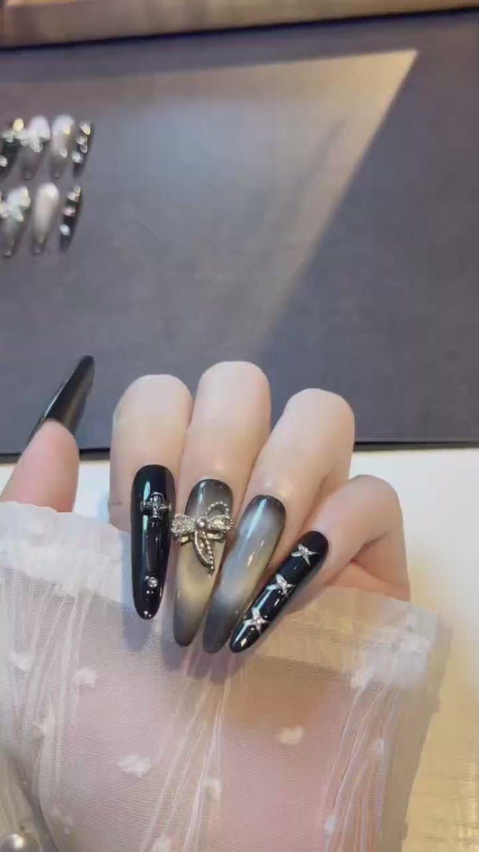 Midnight Champagne press-on nails product video