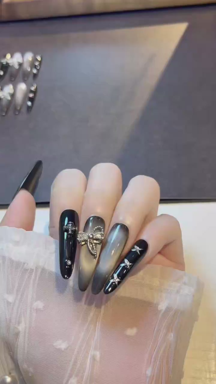 Midnight Champagne press-on nails product video