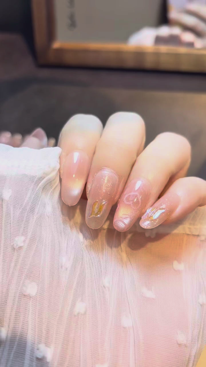 Pink Satin Letter press-on nails product video