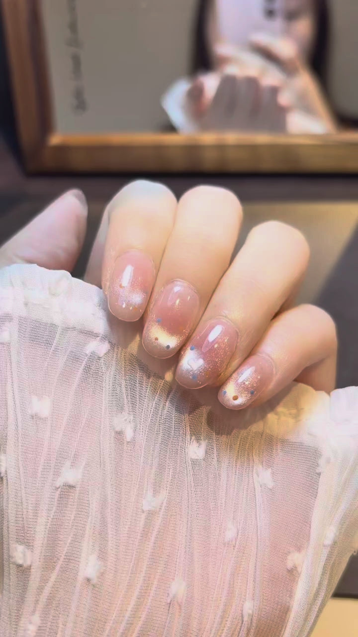 Peach Confetti Party press-on nails product video