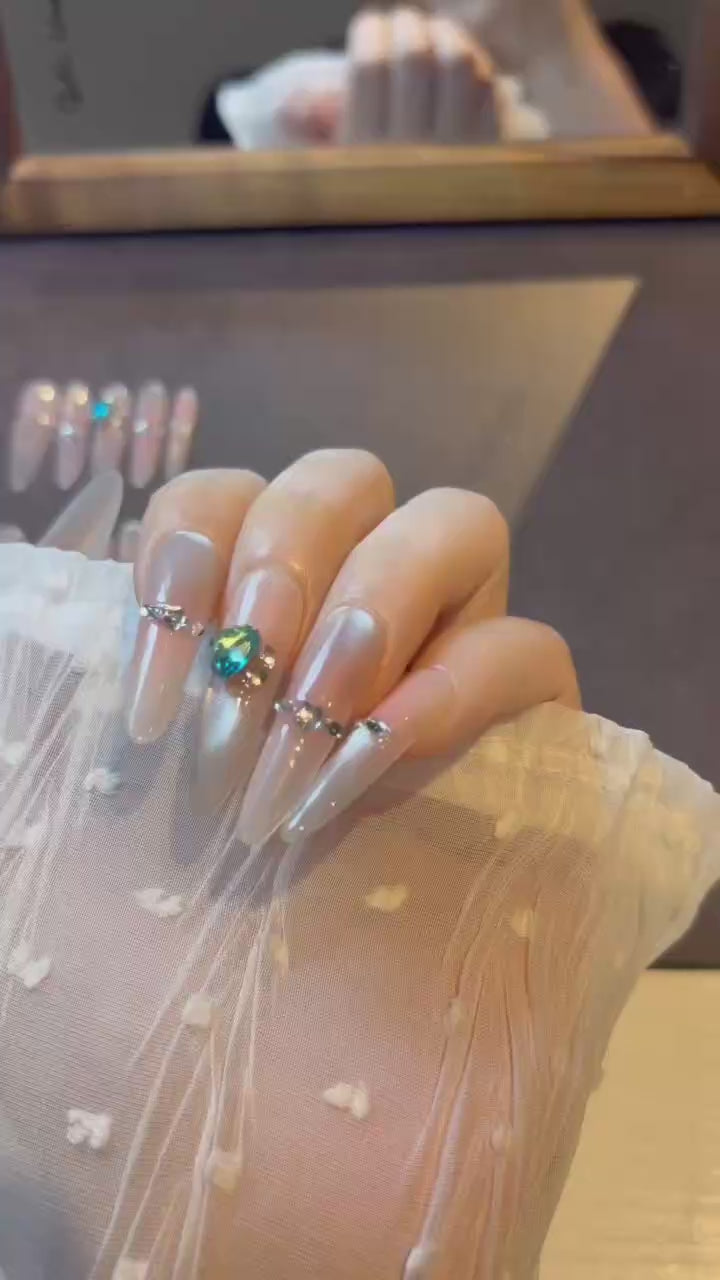 Aqua Pearl Glow press-on nails product video