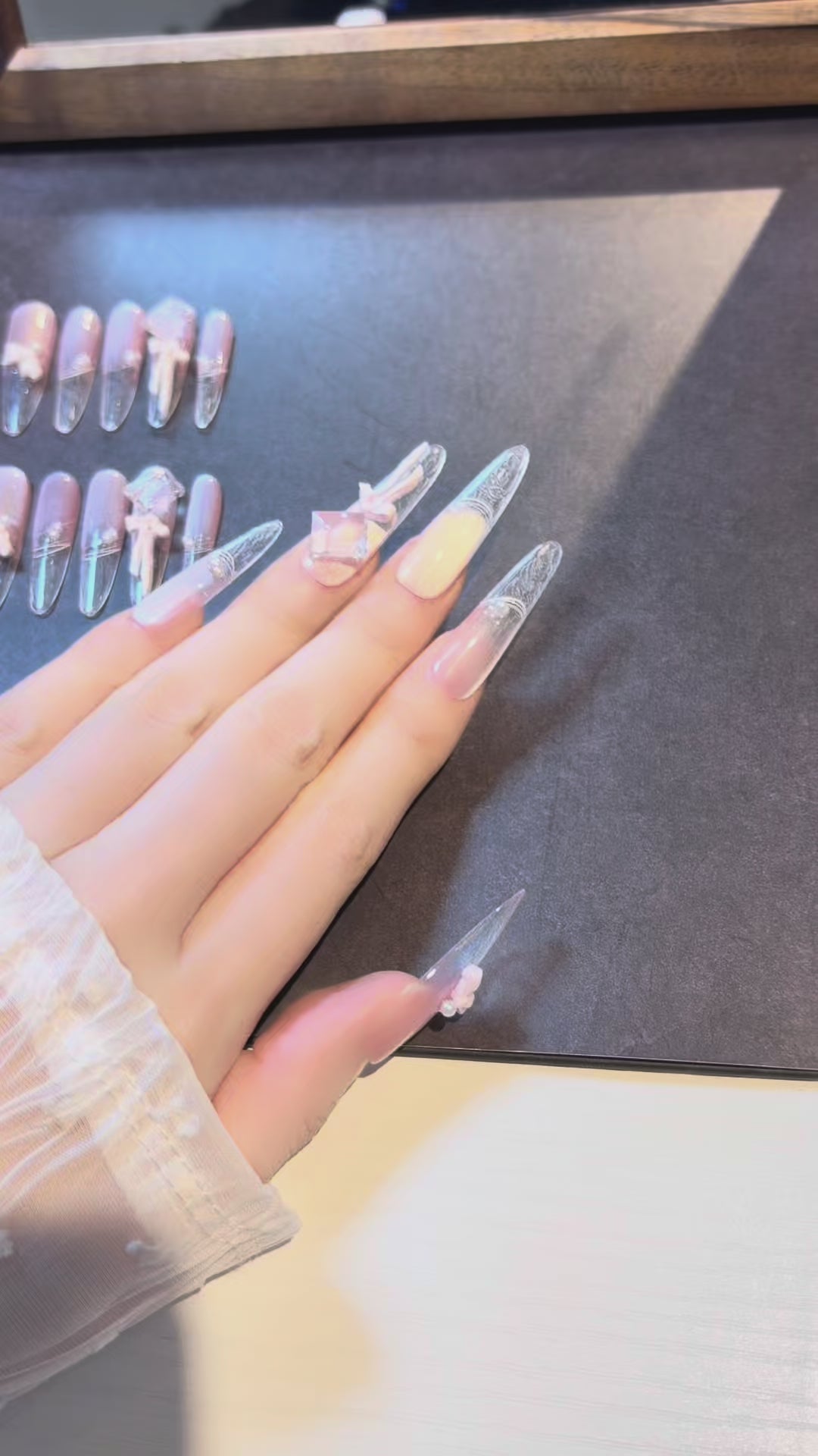 Champagne Crystal press-on nails product video