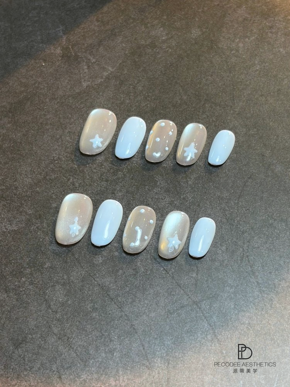 White Mist Star Notes press-on nails cover image
